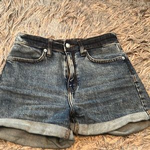 High Rise Dark Denim Shorts